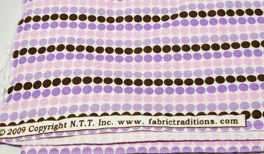 Fabric Tradition Fabric 2.75 Yards Polka Dots N.T.T. Inc. Purple Brown Pink