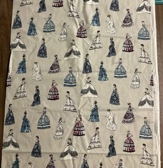 VICTORIAN WOMEN ANTIQUE GOWN FASHION GREY COTTON FABRIC FQ