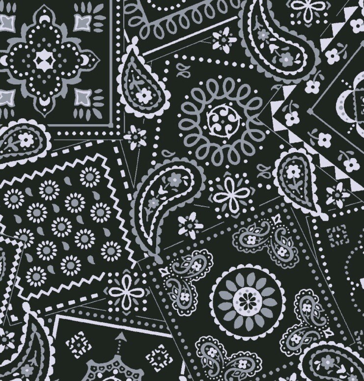 Black Bandana Print Precut 1YD 100% Cotton Fabric 36×44