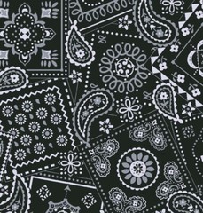 Black Bandana Print Precut 1YD 100% Cotton Fabric 36×44
