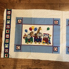VIP Cranston ABCD ZOO TRAIN Fabric Pillow Panel 100% Cotton USA 16 x 13 Wall Art