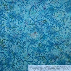 BonEful FABRIC FQ Cotton Quilt Blue Aqua Teal Water Color BATIK Sea Wave Bubble