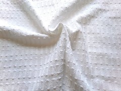 minimalist white vtg chenille bedspread fabric buttonhole design, 18″ x 24″ pc