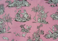 2 Yards Kids Toile Pink White Retro Michael MIller Quilt Craft Cotton Fabric