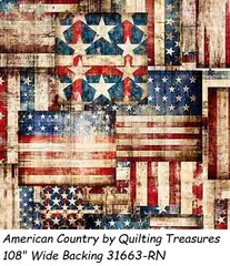 American Country Cotton Quilt fabric QT 31991-N Patriotic USA Flag Western Panel