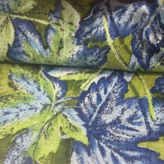 Blue/Green Leaves Cotton 3 1/2 Yards X 42″ Wide