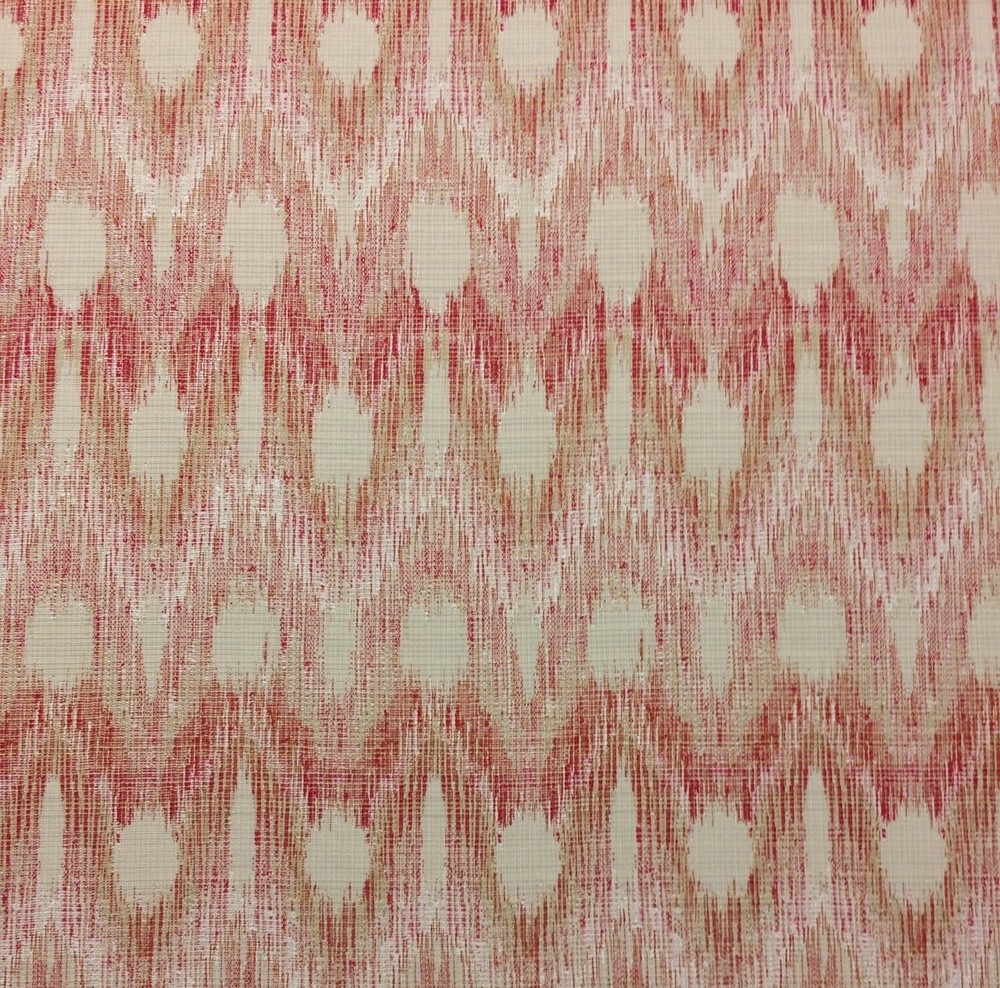 BALLARD DESIGNS VERETA RED CREAM IKAT WOVEN MULTIUSE FABRIC BY THE YARD 55″W