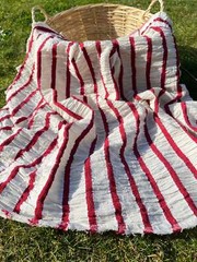 Red Striped Special Textured Turkish Cotton Crinkle Fabric: Quality Unique For