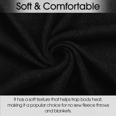 Black Solid Anti Pill Fleece Fabric – 60″ Wide – Sold by The Yard & Bolt