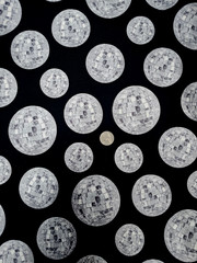 NEW Silver Disco Balls Dance on Black Cotton Sold By The Yard – Nice!