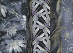 “Dragonfly Dance”, Black and Gray fats, Kanvas Studio, Set of 5 fat quarters
