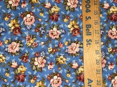 By 1/2 Yd “Circle of Love” 2005 Blue Pink Floral ~ Thimbleberries Club for RJR