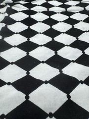 Black White Harlequin Diamond Pattern Cotton Fabric 3/4 yard #55