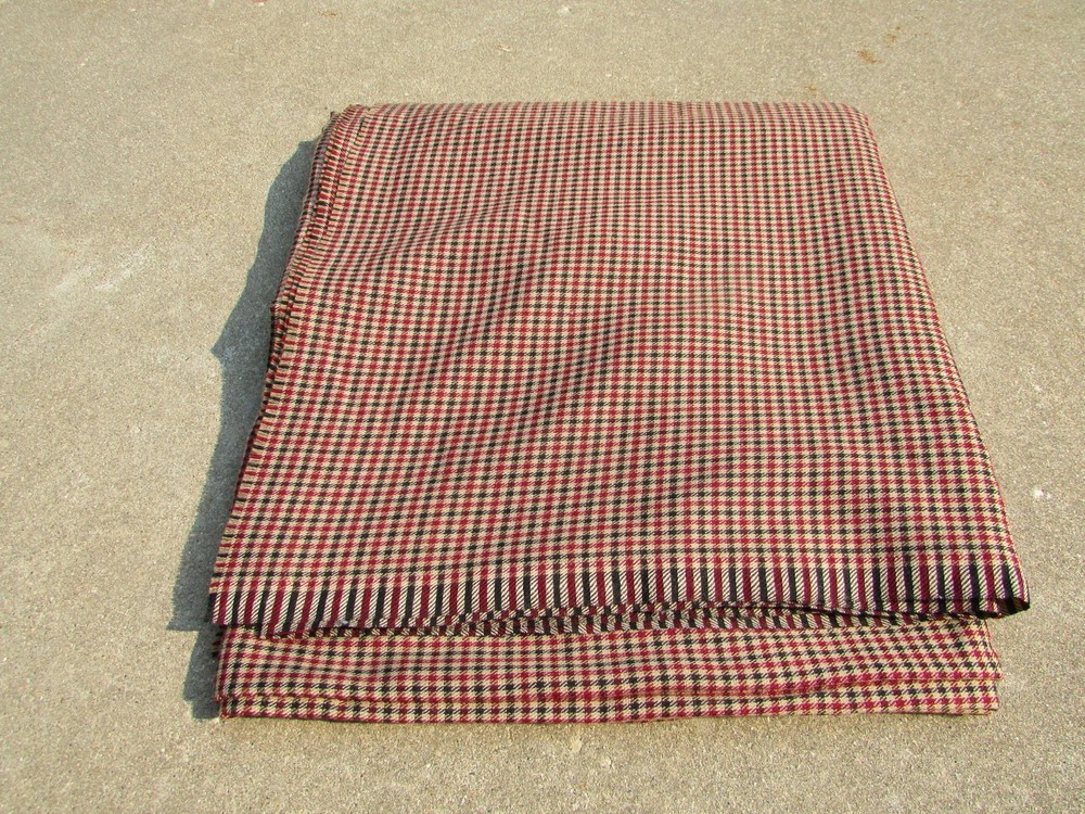 Beige Red Black Woven Tweed Wool Blend Sewing Fabric 58″ Wide 3 Yards Clothing