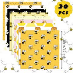 Bee Quilting Fabric Square 20 PCS 10×10 Inch Honeycomb Precuts Sunflower Daisy