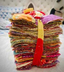 Kantha Fabric Snippets Scraps / Junk Journal / kantha scraps bundle Fat Quarter