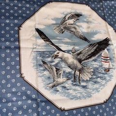 Vintage Shore Birds Fabric Panel 52×17 Seagulls Sandpipers Coastal Craft NOS