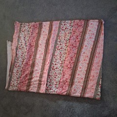 Vintage Style Pink Boho Floral Striped Cotton Knit Fabric 4.6 Yards 58″x168″