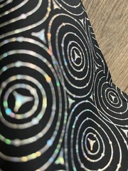 Black & Silver Metallic Geometric Concentric Circle Print Fabric