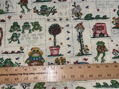 By 1/2 Yd Vintage Frog Dianna Marcum Froggy Went a Courtin Cotton Fabric Marcus