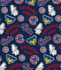 CHICAGO CUBS CLASSIC CUBBY LOGOS Cotton Half Yard 18″x 44″