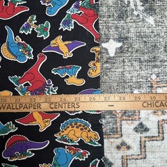 Vintage 80s Colorful Dinosaurs Print Fabric Approx. 60” x 18”