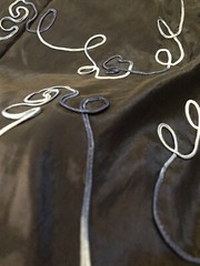Midnight Blue Iridescent Silk Taffeta Fabric 60” X 80” With 3 D Details