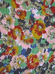 Vintage Knit Retro Fabric with Colorful Pansy Flowers 56″ wide x 1.8 Yards (67″)