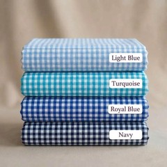 Blue Gingham Fabric Poly Cotton Small Check 60 Inch Wide Navy Royal Blue
