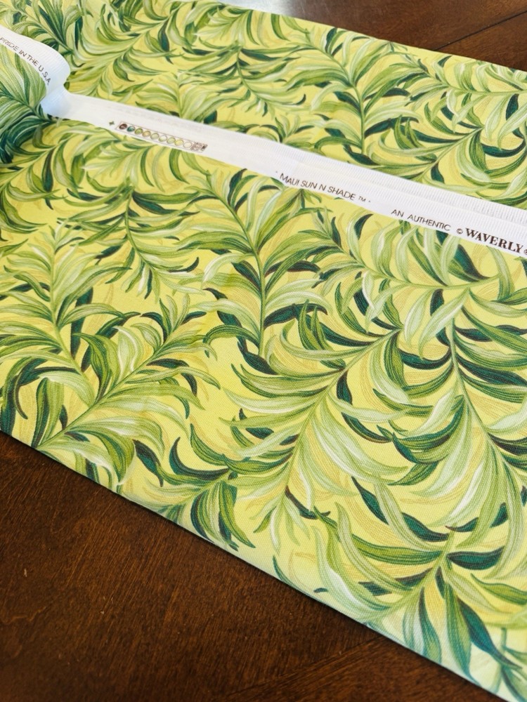 WAVERLY MAUI Upholstery Fabric 1 +Yds x 55″ W Green Tropical Yellow Island Palm