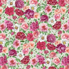 Northcott Blush Sateen by Michel Design Works SP25617 72 Green Floral Cotton