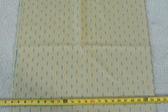 By 1/2 Yd, Blue Leaves on Tan Super-Combed-Cotton, Connecting Threads, V952