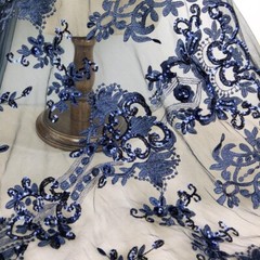 Sequins Mesh Embroidery Lace Fabric Shiny Glitter for Dress Costume 90 120CM