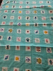 Waverly VTG HTF Color Nautical Fabric SEA Isle Seashells Remnant 37″ X 51″ Wide