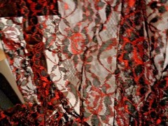 2 Pcs Black Red Lace Fabric 2 Yd with width 15 Inch & 1 1/2 Yd with 7 In width