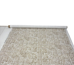 SCHUMACHER KATAMA CARAMEL BROWN BLOCK GEO EXCLUSIVE LINEN FABRIC 2.1 YARDS 54″W