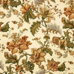 Vintage Mill Creek Floral APRICOT Cotton Drapery Curtain Pillow Fabric 1.625 YDS