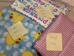 7+ yards Fabric Lot Felt & Fleece Alphabet Ducks Pink/White Gingham Baby #109