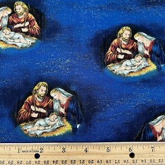 Christmas Nativity Holy Family Cotton Fabric Quilting Cranston VIP 3 1/2 Yards