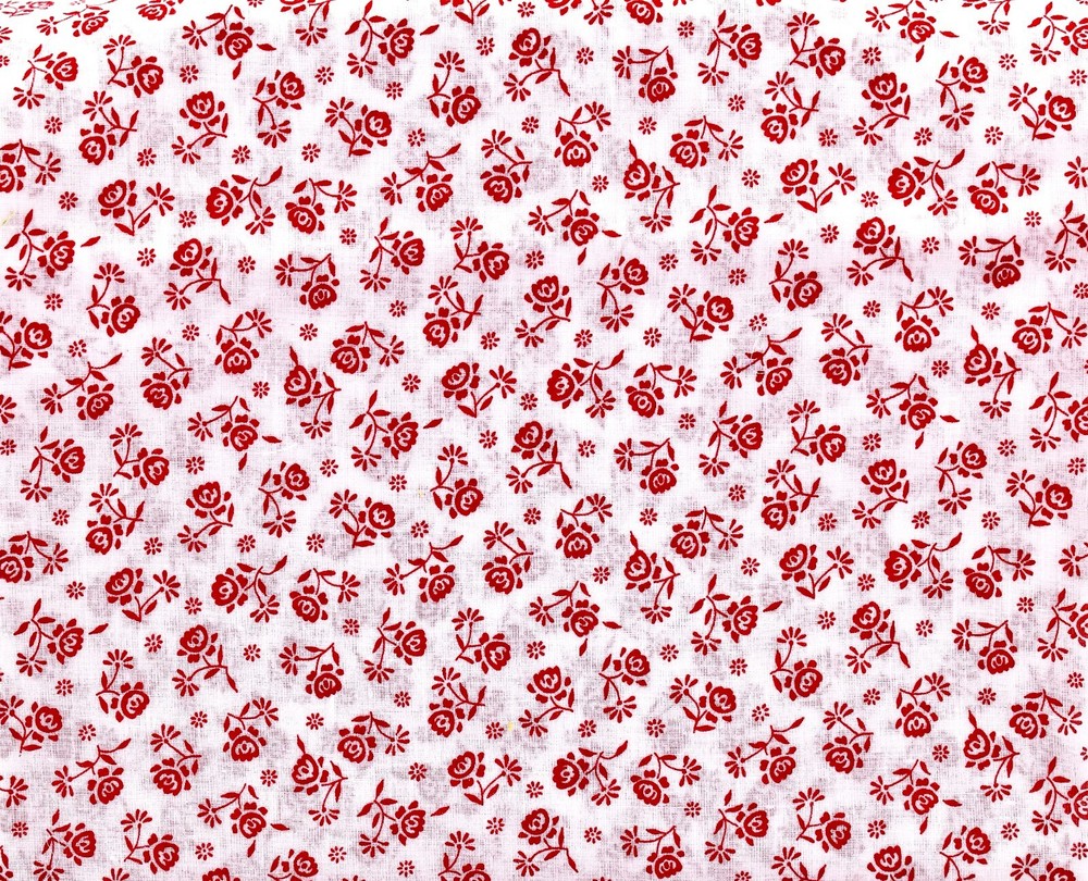 Scattered Red Roses Fabric,White,Small Red Roses,44″ x 42″