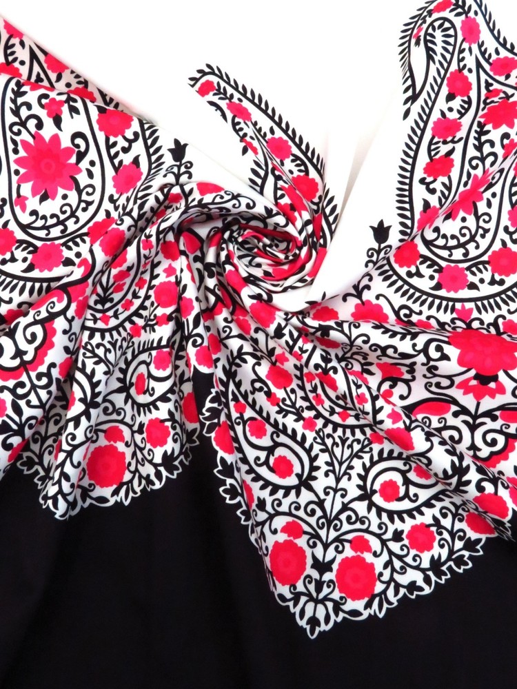 Modern Boho Chic Paisley Cotton Stretch Sateen Border-Print Panel!