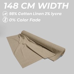 Khaki Cotton Linen Pants Fabric 145cm Premium Lycra Stretch Chinos Trouser Cloth