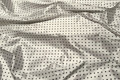 White/Black Printed Polka Dots Dupioni 100% Silk Fabric 44″ W, By Yard (TS-7471A