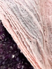 Light Pink Textured Linen Cotton Blended Fabric By 2 Meters.