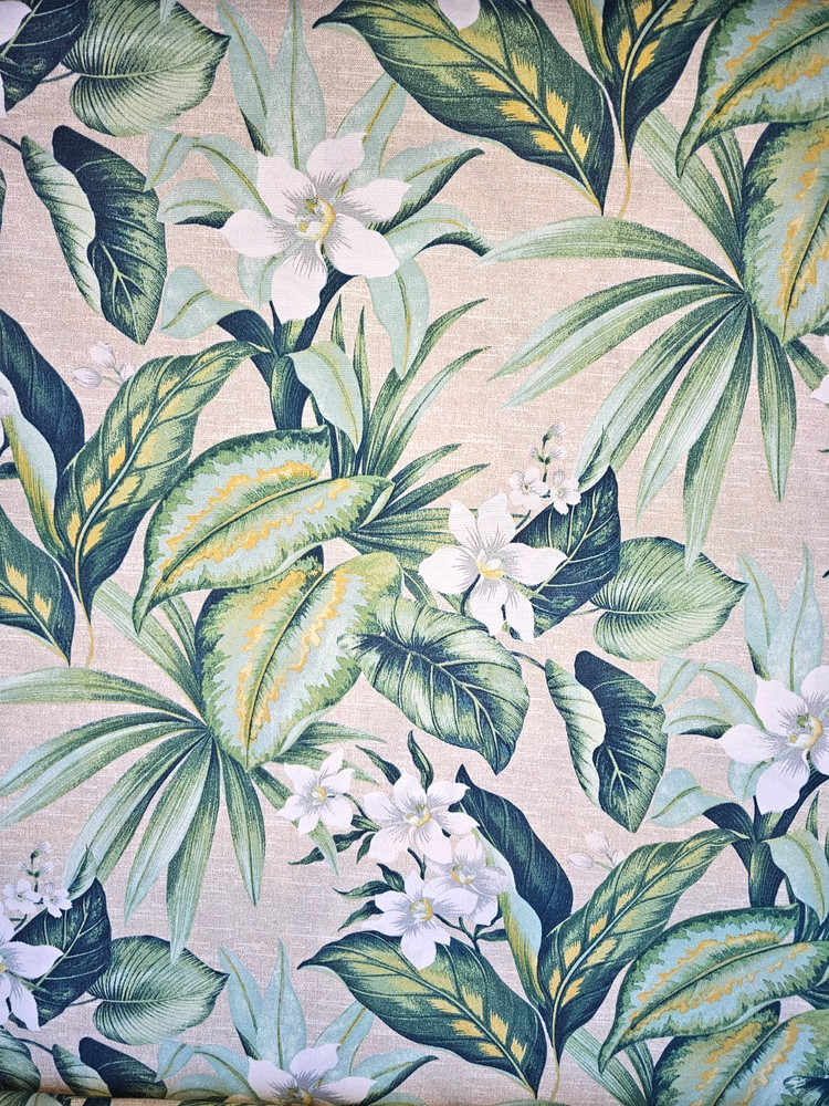 Richloom Tahiti Breeze 3 Yds+13 in X54″ W 100% Polyester Floral Tropical Natural
