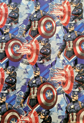 Captain America Power Marvel 100% Cotton Fabric Multi Colored