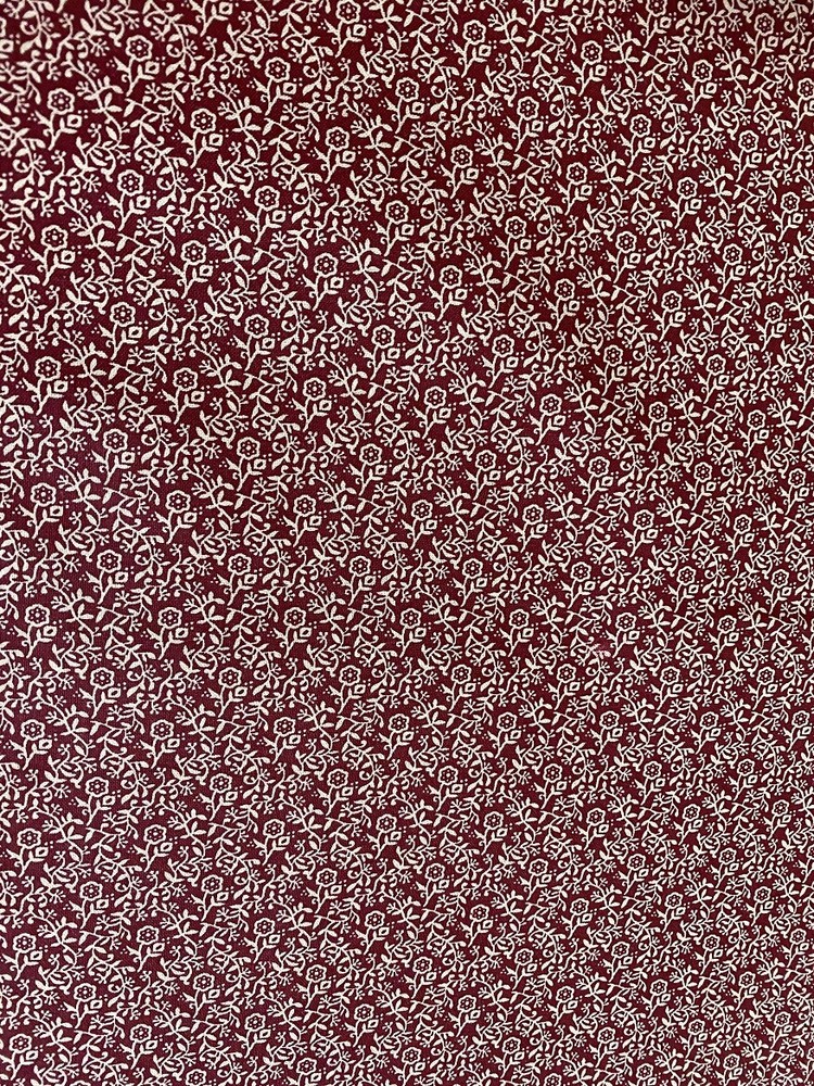 Circa 1800’s Little Flowers Tan & Burgundy 100% cotton Fabric per yd Calico