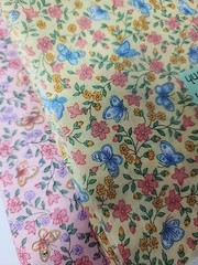 2x Cranston Pink, Yellow Botanical Cotton Quilting Sewing Fabric 1.8yd + Remnant