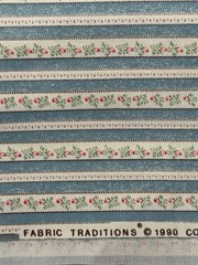 1990 Vintage Tiny Pink Rosebuds Fabric Traditions Blue Floral Cotton 2 yards