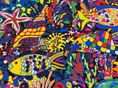 Fabric Packed Aquatic Fish on Multi Cotton TIMELESS TREASURES 1/4 yard CD 1587